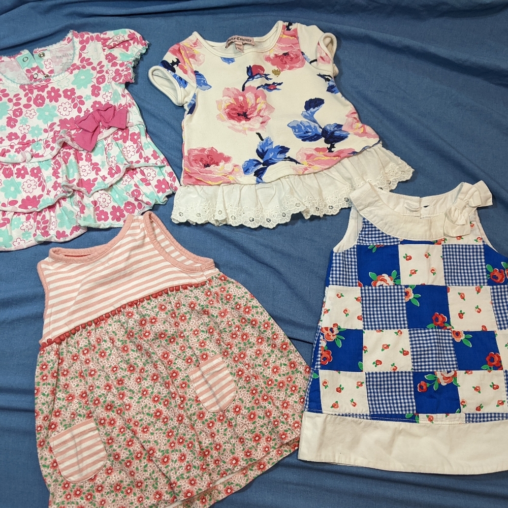 Lot of 4 Summer Dresses/Tops for Baby Girl | Juicy Couture, Gymboree, etc | 3-6M